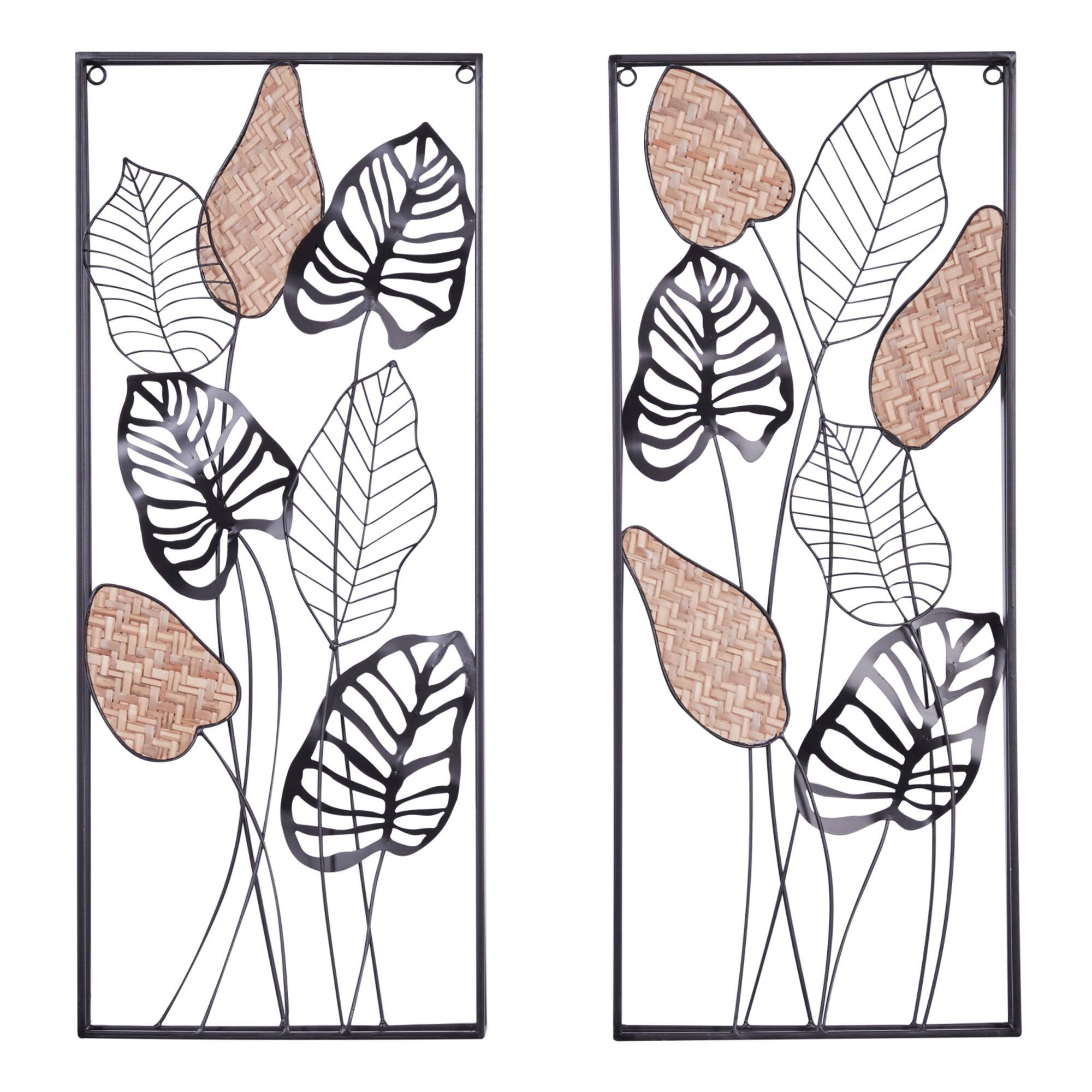Black Contemporary Floral Metal Wall Décor Set